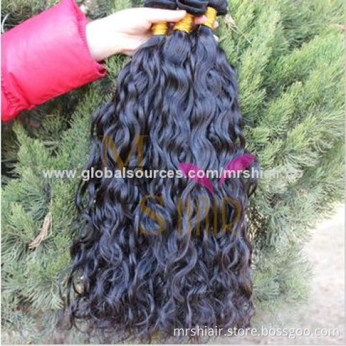 Human Virgin Hair Weaves, Water Wave Style, Natural Black